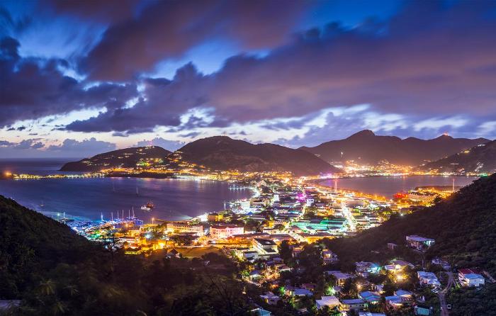 Arial view of St Martin at night